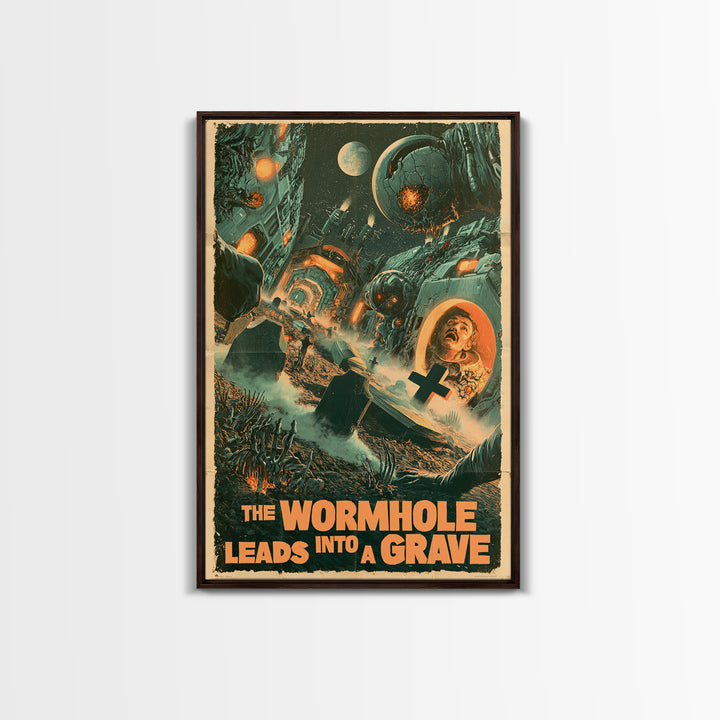 The Wormhole Leads Into A Grave, English Language Horror Movie Poster, Giallo Horror Art, Gothic Cinema Wall Art, Canvas Print