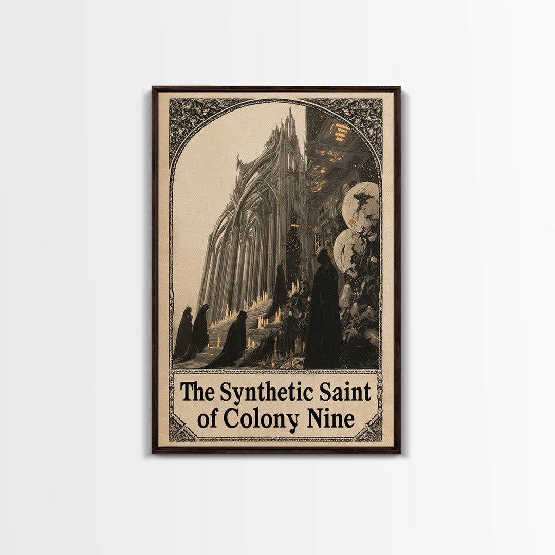 The Synthetic Saint Of Colony Nine, English Language Horror Movie Poster, Decadent Line Art, Gothic Cinema Wall Art