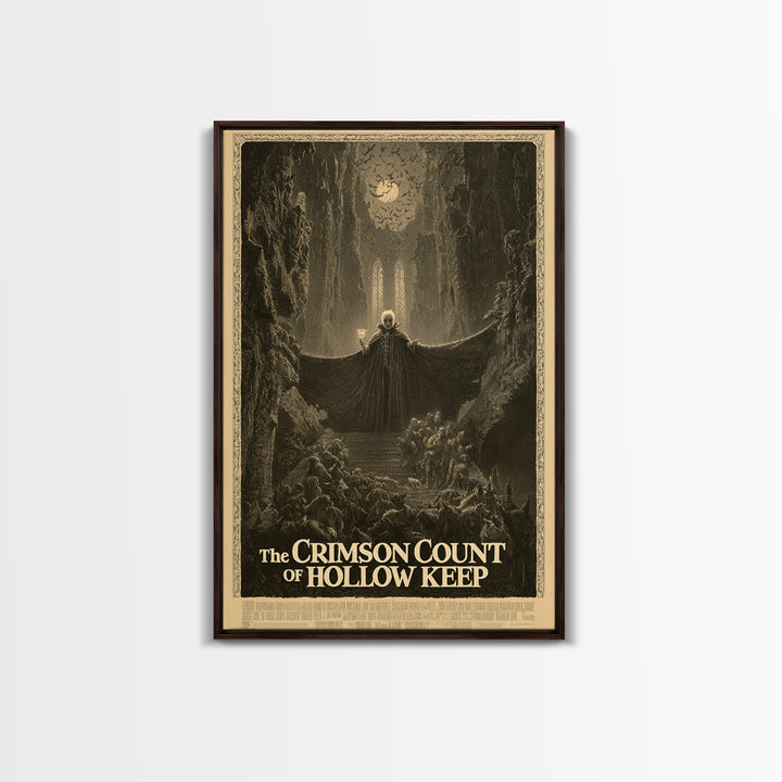 The Crimson Count Of Hollow Keep, English Language Horror Movie Poster, Gothic Engraving Art, Gothic Cinema Wall Art, Canvas Print