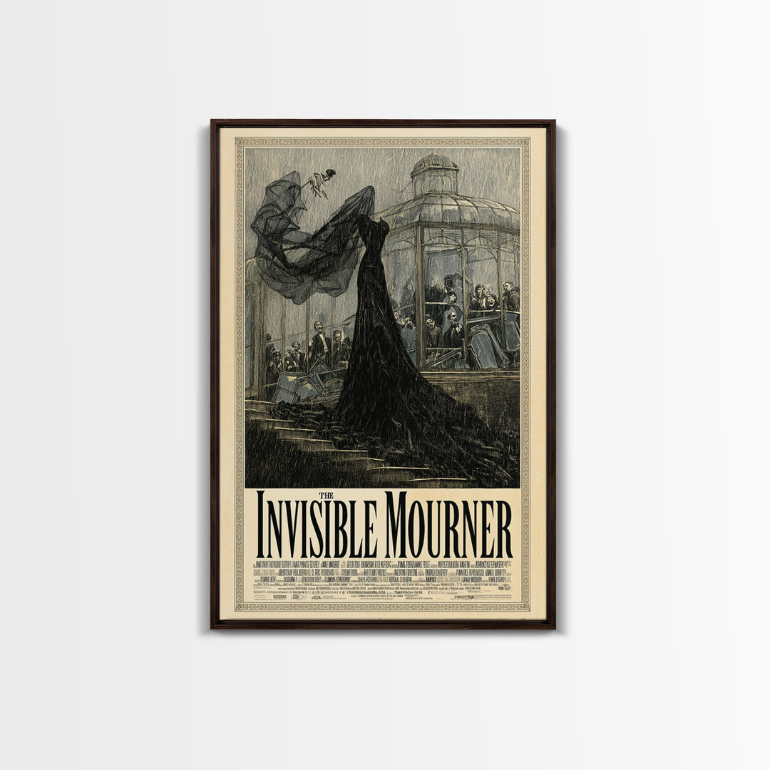 The Invisible Mourner, English Language Horror Movie Poster, Victorian Macabre Art, Cult Horror Poster, Framed Canvas Print