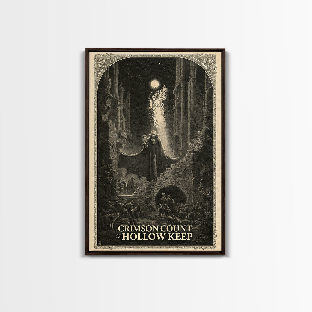 The Crimson Count Of Hollow Keep, English Language Horror Movie Poster, Gothic Engraving Art, Cult Horror Poster, Canvas Print