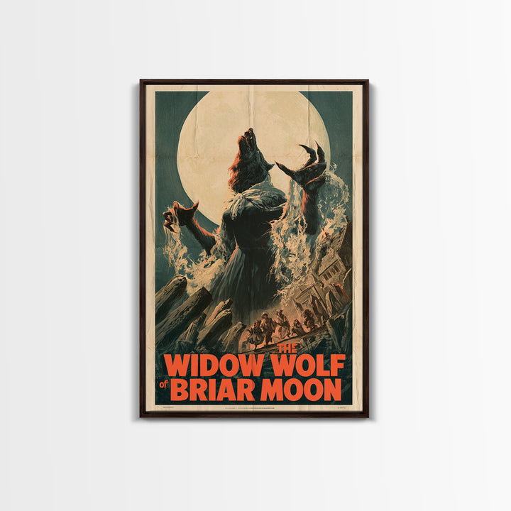 The Widow Wolf Of Briar Moon, English Language Horror Movie Poster, 1970s Horror Art, Retro Horror Movie Art, Framed Canvas Print