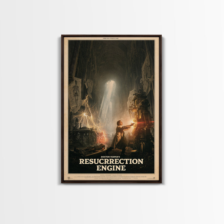 Doctor Vesper'S Resurrection Engine, English Language Horror Movie Poster, Gothic Engraving Art, Classic Monster Poster