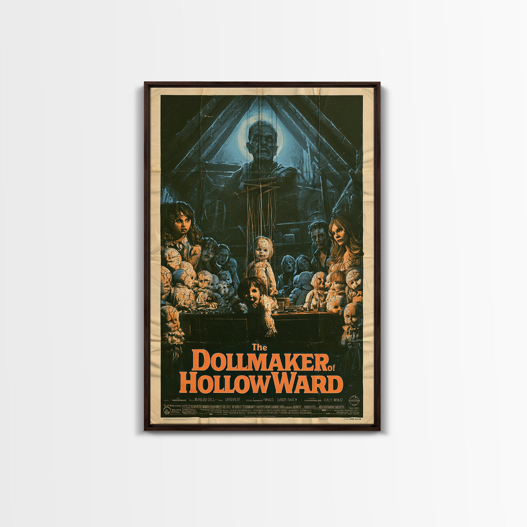 The Dollmaker Of Hollow Ward, English Language Horror Movie Poster, 1970s Horror Art, Retro Horror Movie Art, Canvas Print, Dark Fantasy Art