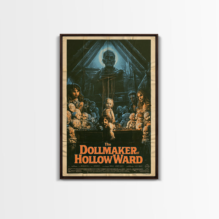 The Dollmaker Of Hollow Ward, English Language Horror Movie Poster, 1970s Horror Art, Retro Horror Movie Art, Canvas Print, Dark Fantasy Art