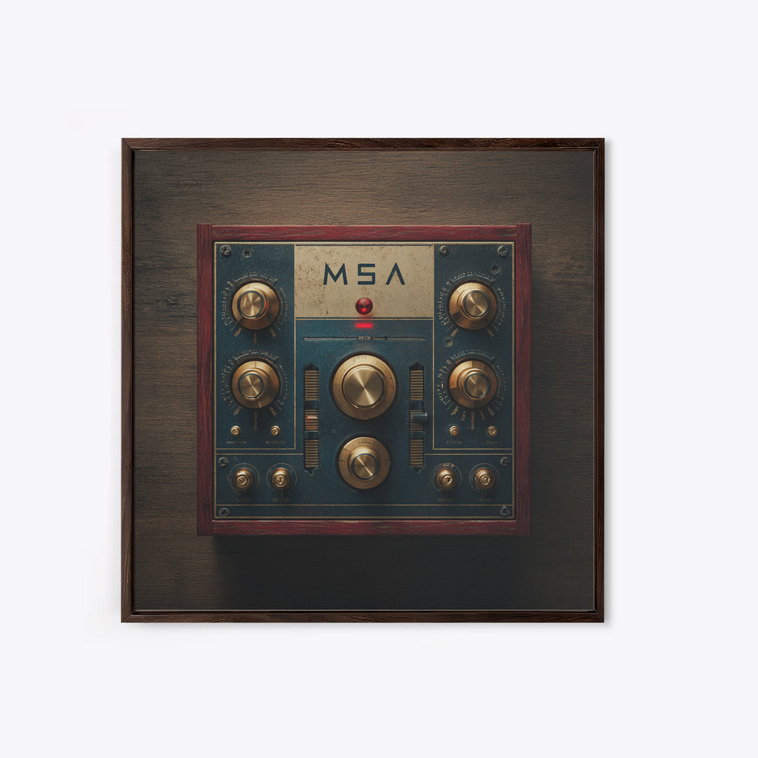 Synthesizer Knobs and Neon Reflections Canvas Print, Music Studio Art, Music Art, Studio Decor, Fine Art, Rhythm, Modern Decor, MSA-1x1-10