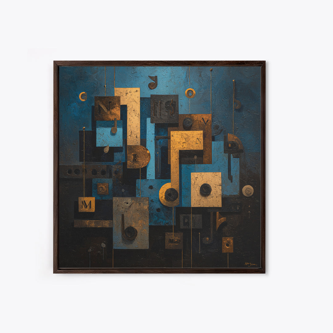 Musical Notes as Abstract Floating Shapes Without Framed Canvas Print, Music Studio Art, Music, Studio Decor, Fine Art, Rhythm, MSA-1x1-12