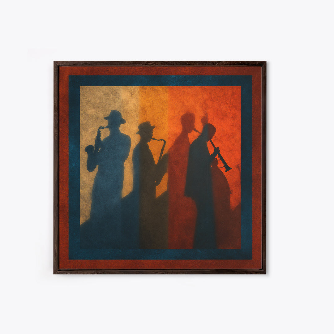 Jazz Quartet Silhouettes Canvas Print, Music Studio Art, Music Posters, Studio Decor, Oil Painting, Rhythm, Music Lover, MSA-1x1-22