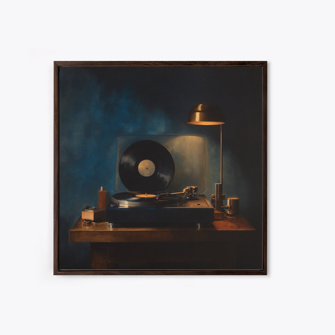Vinyl Record and Turntable Still Life Canvas Print, Music Studio Art, Modern Wall Art, Studio Decor, Abstract Art, Rhythm, MSA-1x1-3