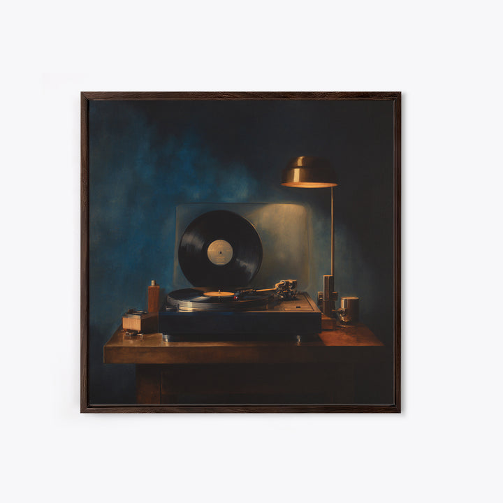 Vinyl Record and Turntable Still Life Canvas Print, Music Studio Art, Modern Wall Art, Studio Decor, Abstract Art, Rhythm, MSA-1x1-3