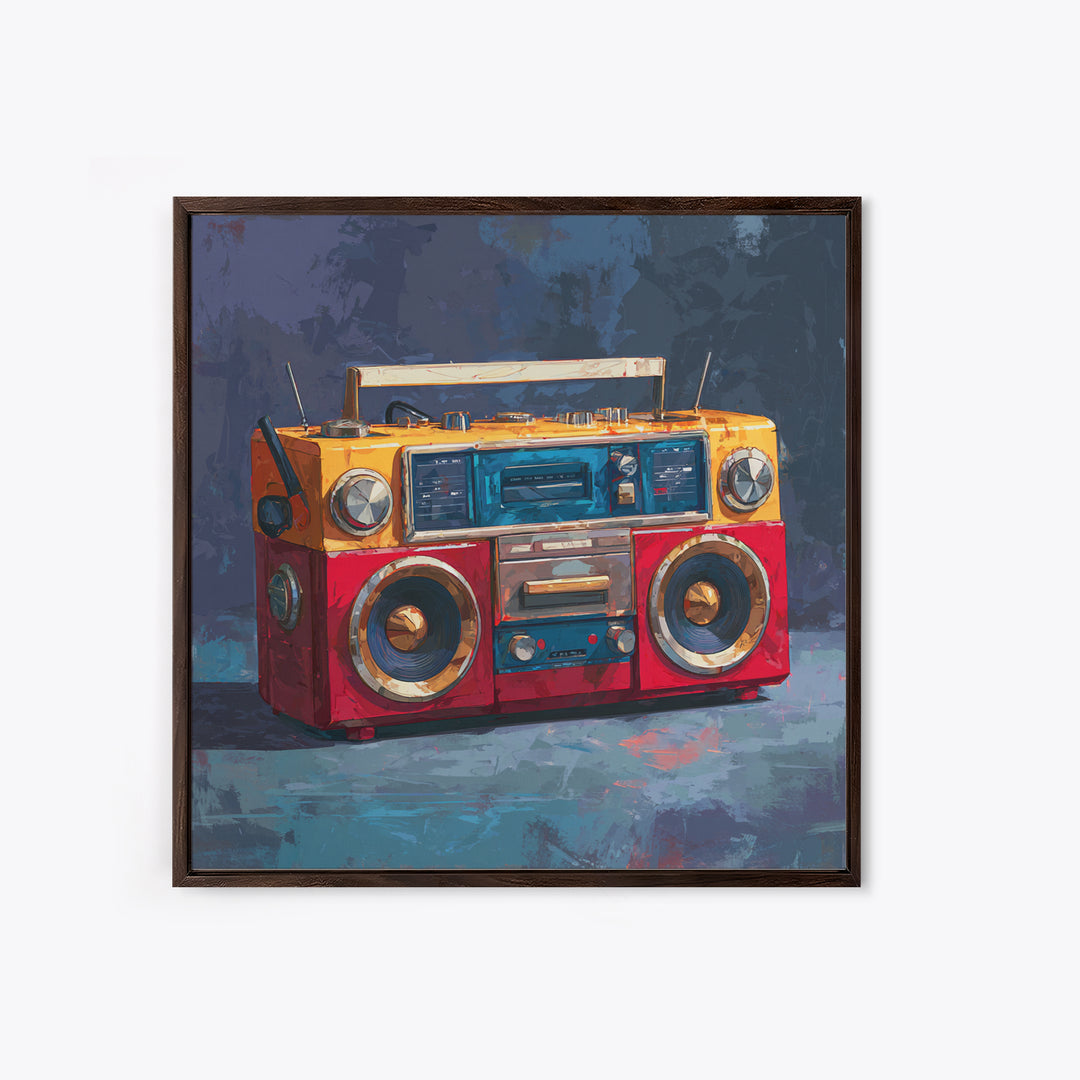 Hip Hop Boombox Framed Canvas Print, Music Studio Art, Gallery Decor, Studio Decor, Fine Art, Rhythm, Contemporary Art, MSA-1x1-41