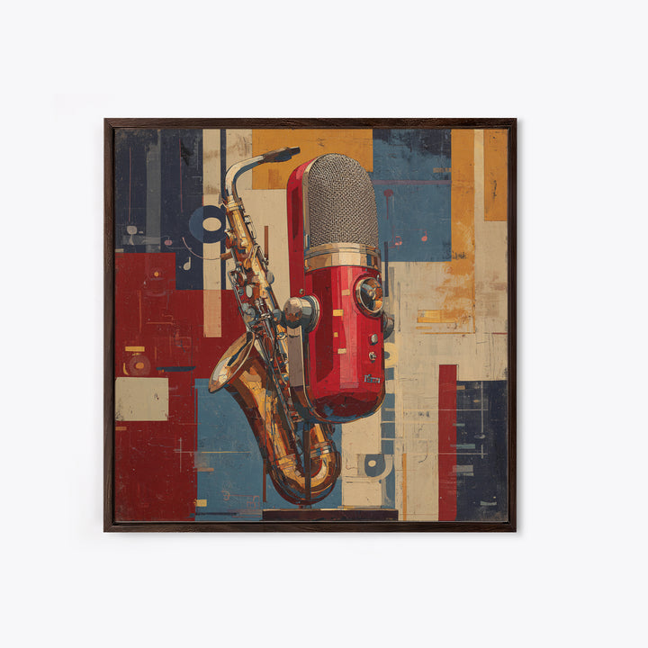 Abstract Rhythm Lines Like Painted Music Framed Canvas Print, Music Studio Art, Wall Art Printable, Studio Decor, Rhythm, MSA-1x1-47