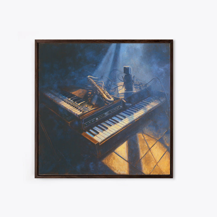 Piano Keys with Hands in Cinematic Shadow Framed Canvas Print, Music Studio Art, Fine Art Print, Studio Decor, Fine Art, Rhythm, MSA-1x1-53