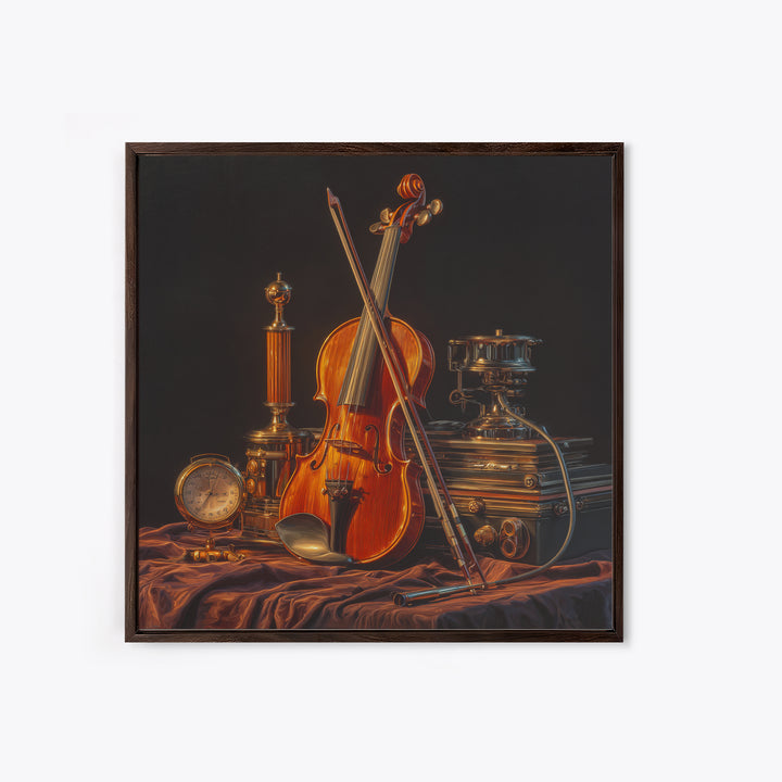 Violin and Bow Framed Canvas Print, Music Studio Art, Music Posters, Studio Decor, Fine Art, Rhythm, Music Lover, Gallery Decor, MSA-1x1-64