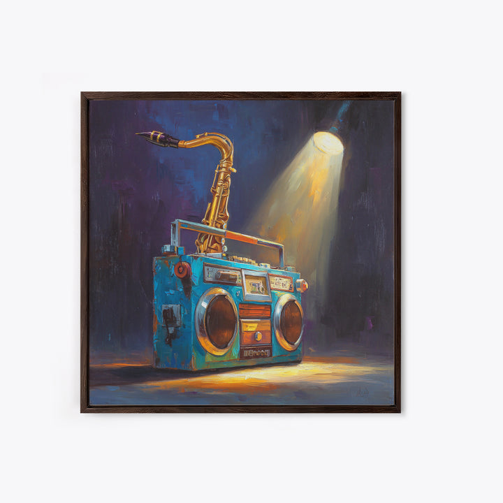 Hip Hop Boombox Framed Canvas Print, Music Studio Art, Gallery Decor, Studio Decor, Fine Art, Rhythm, Contemporary Art, MSA-1x1-65