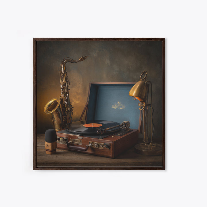Vinyl Record and Turntable Still Life Canvas Print, Music Studio Art, Modern Decor, Studio Decor, Fine Art, Rhythm, Home Decor, MSA-1x1-75
