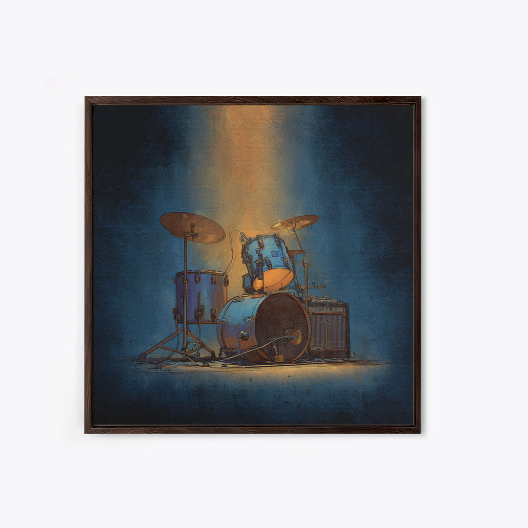 Drum Kit Silhouette Framed Canvas Print, Music Studio Art, Gallery Decor, Studio Decor, Fine Art, Rhythm, Contemporary Art, MSA-1x1-78