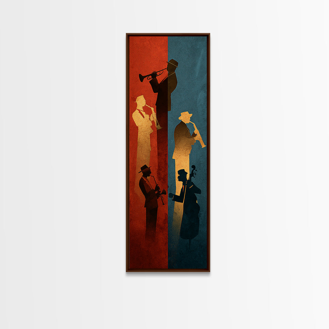 Jazz Quartet Silhouettes Canvas Print, Music Studio Art, Commission Painting, Studio Decor, Fine Art, Rhythm, Neutral Decor, MSA-1x3-10