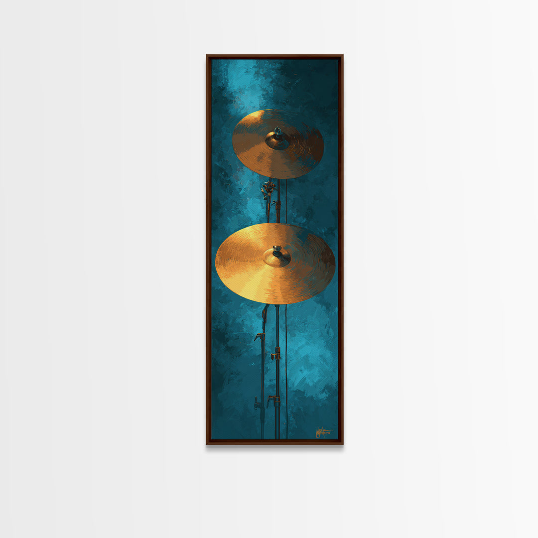 Gold Cymbal Closeup Canvas Print, Music Studio Art, Boho Decor, Studio Decor, Oil Painting, Rhythm, Printable Wall Art, MSA-1x3-12