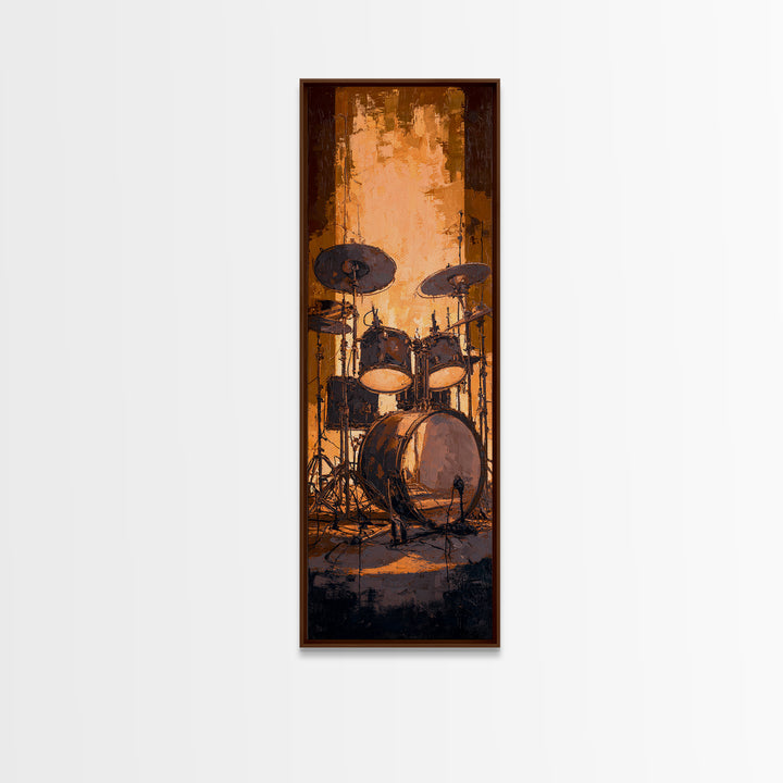 Drum Kit Silhouette Canvas Print, Music Studio Art, Music Gift, Studio Decor, Fine Art, Rhythm, Room Decor, Textured Painting, MSA-1x3-18