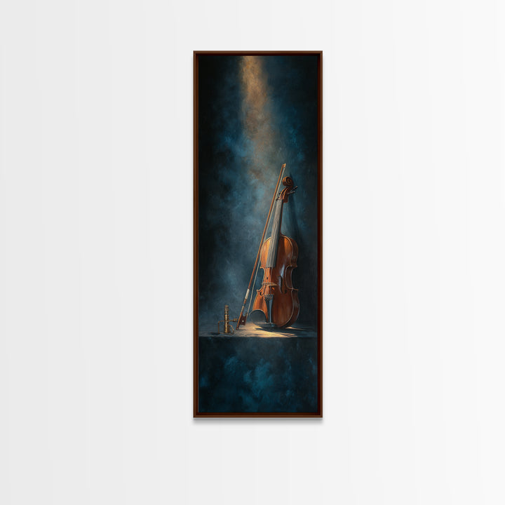 Violin and Bow Canvas Print, Music Studio Art, Room Decor, Studio Decor, Fine Art, Rhythm, Printable Art, Custom Painting, MSA-1x3-28