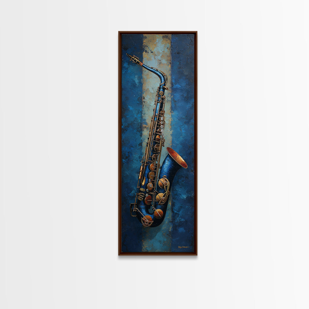 Jazz Saxophone with Smoky Blue Background Canvas Print, Music Studio Art, Teen Room Decor, Studio Decor, Fine Art, Rhythm, MSA-1x3-38