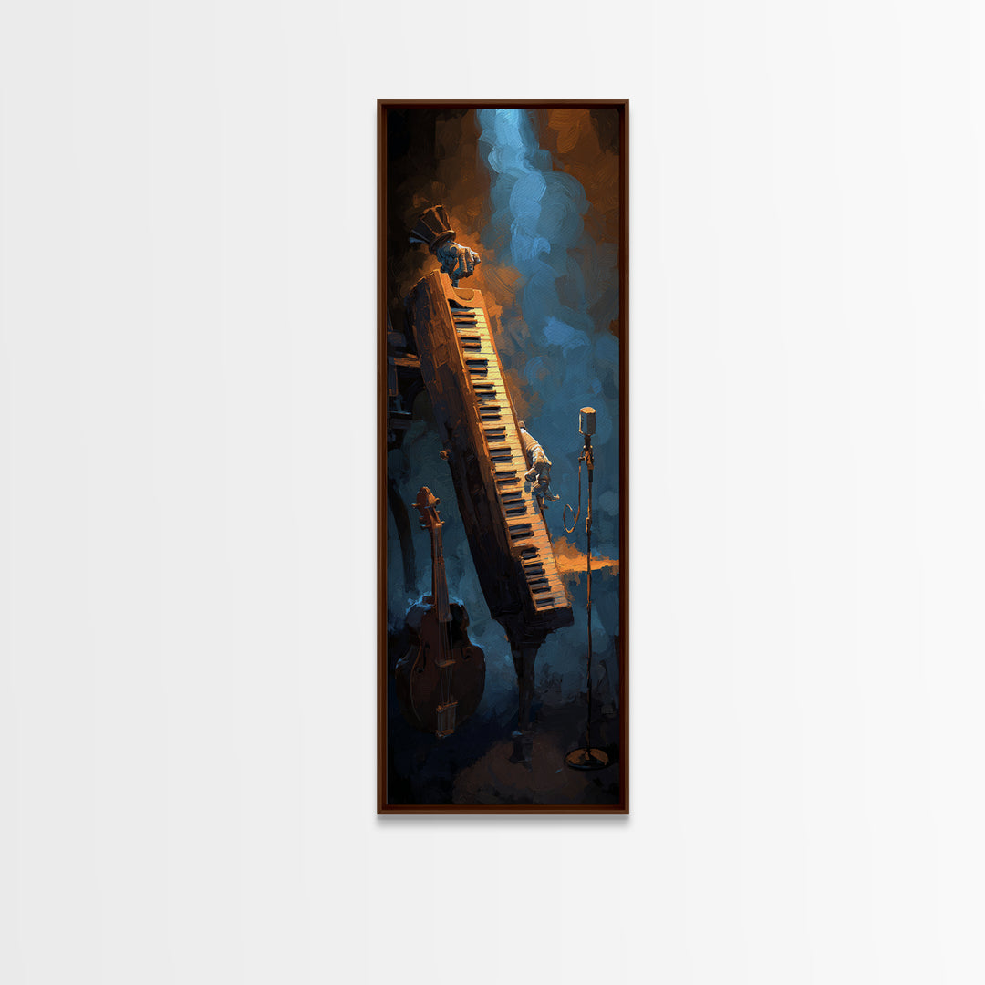 Piano Keys with Hands in Cinematic Shadow Canvas Print, Music Studio Art, Watercolor Print, Studio Decor, Fine Art, Rhythm, MSA-1x3-41