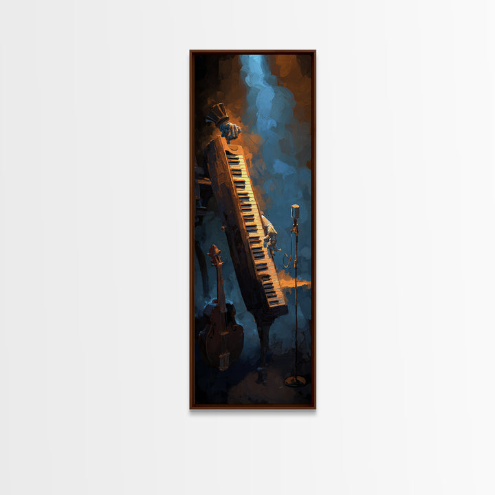 Piano Keys with Hands in Cinematic Shadow Canvas Print, Music Studio Art, Watercolor Print, Studio Decor, Fine Art, Rhythm, MSA-1x3-41