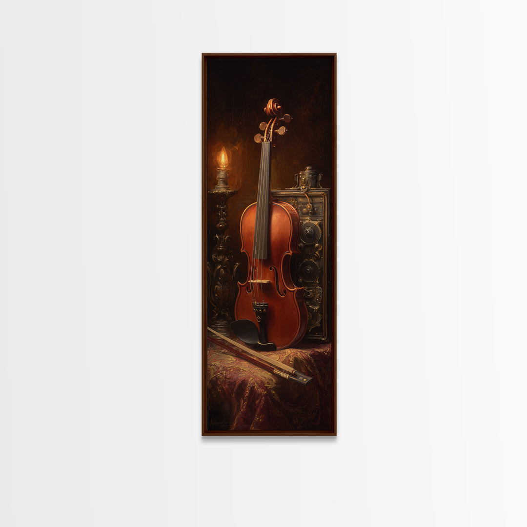 Violin and Bow Framed Canvas Print, Music Studio Art, Home Decor, Studio Decor, Rhythm, Music Wall Art, Wall Art Printable, MSA-1x3-52