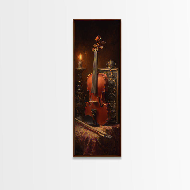 Violin and Bow Framed Canvas Print, Music Studio Art, Home Decor, Studio Decor, Rhythm, Music Wall Art, Wall Art Printable, MSA-1x3-52