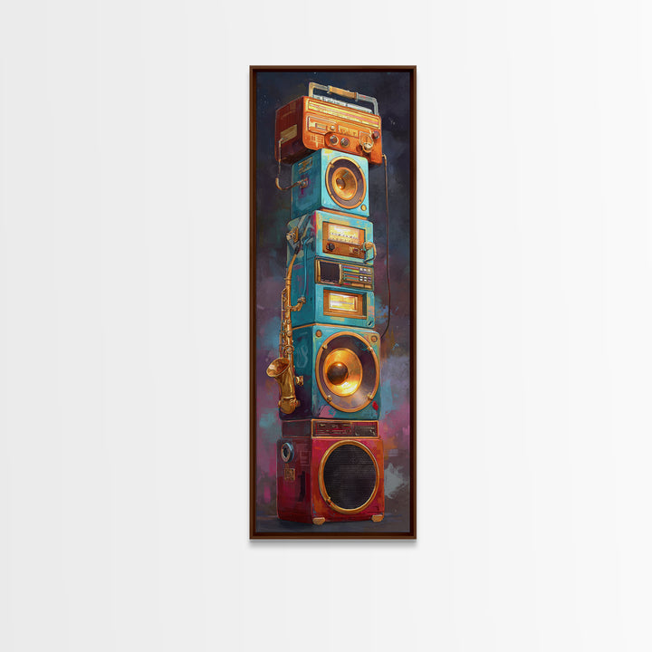 Hip Hop Boombox Framed Canvas Print, Music Studio Art, Modern Decor, Studio Decor, Fine Art, Rhythm, Home Decor, Wall Decor, MSA-1x3-53