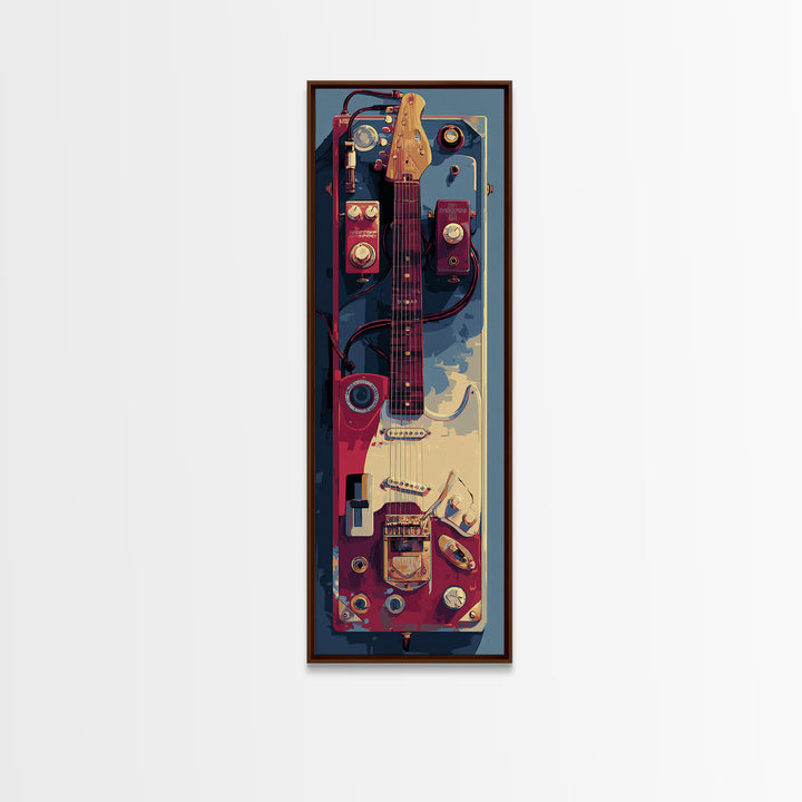 Electric Guitar Pedals and Cables Graphic Art Canvas Print, Music Studio Art, Fine Art Print, Studio Decor, Abstract Art, MSA-1x3-57
