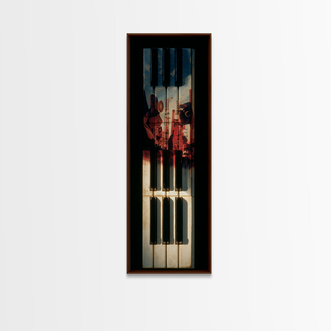 Piano Keys with Hands in Cinematic Shadow Canvas Print, Music Studio Art, Music Art, Studio Decor, Rhythm, Modern Decor, MSA-1x3-89