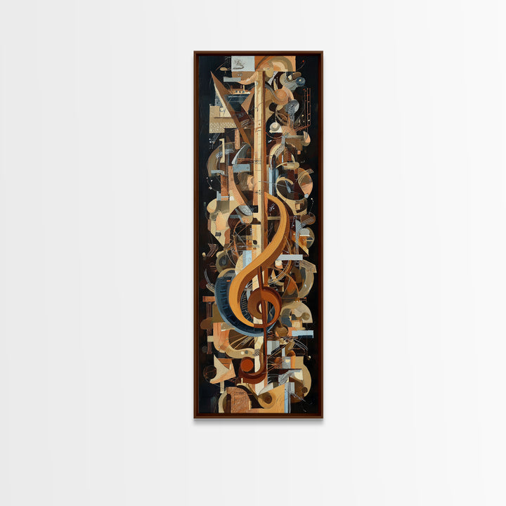 Musical Notes as Abstract Floating Shapes Without Framed Canvas Print, Music Studio Art, Music Posters, Studio Decor, Rhythm, MSA-1x3-96