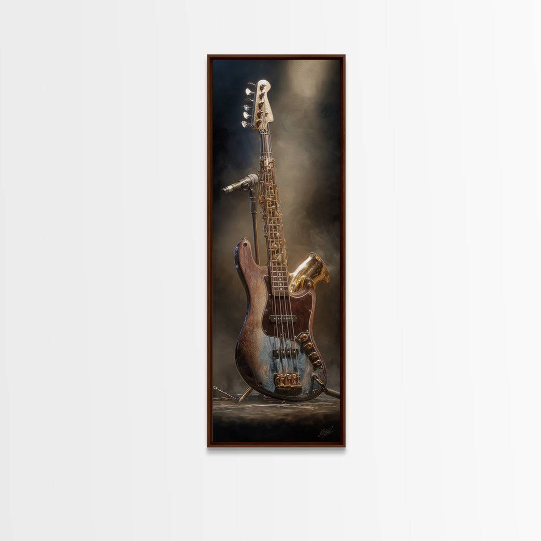 Bass Guitar Closeup Canvas Print, Music Studio Art, Music Lover Gift, Studio Decor, Oil Painting, Rhythm, Textured Painting, MSA-1x3-97