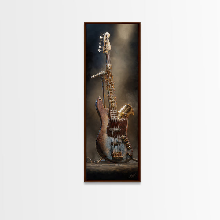 Bass Guitar Closeup Canvas Print, Music Studio Art, Music Lover Gift, Studio Decor, Oil Painting, Rhythm, Textured Painting, MSA-1x3-97