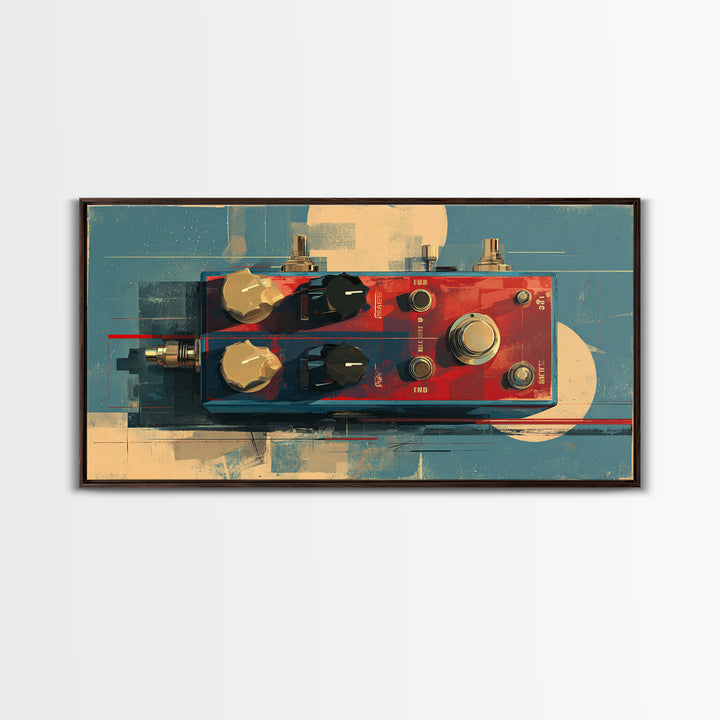 Electric Guitar Pedals and Cables Graphic Art Canvas Print, Music Studio Art, Contemporary Art, Studio Decor, Fine Art, Rhythm, MSA-2x1-41