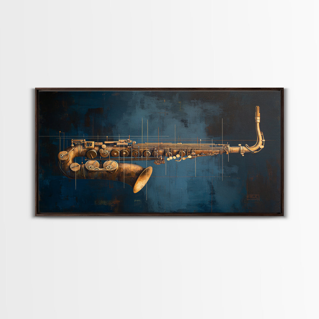 Abstract Rhythm Lines Like Painted Music Framed Canvas Print, Music Studio Art, Metal Wall Art, Studio Decor, Fine Art, Rhythm, MSA-2x1-43