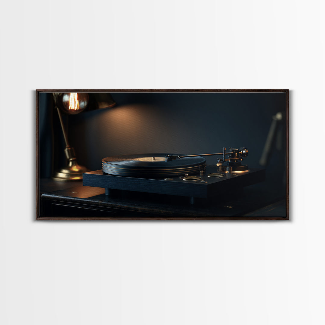 Vinyl Record and Turntable Still Life Canvas Print, Music Studio Art, Music Poster, Studio Decor, Oil Painting, Rhythm, MSA-2x1-47