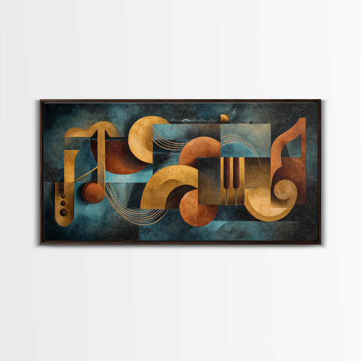 Musical Notes as Abstract Floating Shapes Without Canvas Print, Music Studio Art, Metal Wall Art, Studio Decor, Rhythm, MSA-2x1-56