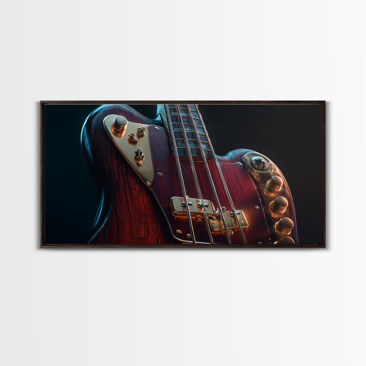 Bass Guitar Closeup Canvas Print, Music Studio Art, Music, Studio Decor, Rhythm, Digital Download Art, Painting from Photo, MSA-2x1-57