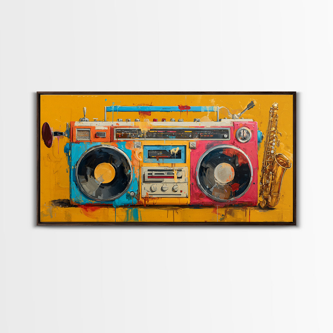 Hip Hop Boombox Canvas Print, Music Studio Art, Printable Wall Art, Studio Decor, Fine Art, Rhythm, Painting from Photo, MSA-2x1-61
