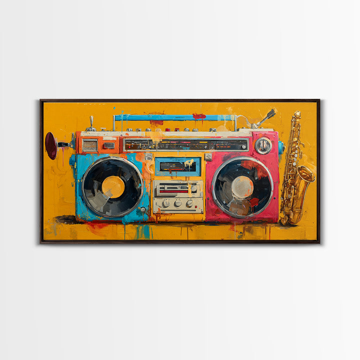 Hip Hop Boombox Canvas Print, Music Studio Art, Printable Wall Art, Studio Decor, Fine Art, Rhythm, Painting from Photo, MSA-2x1-61