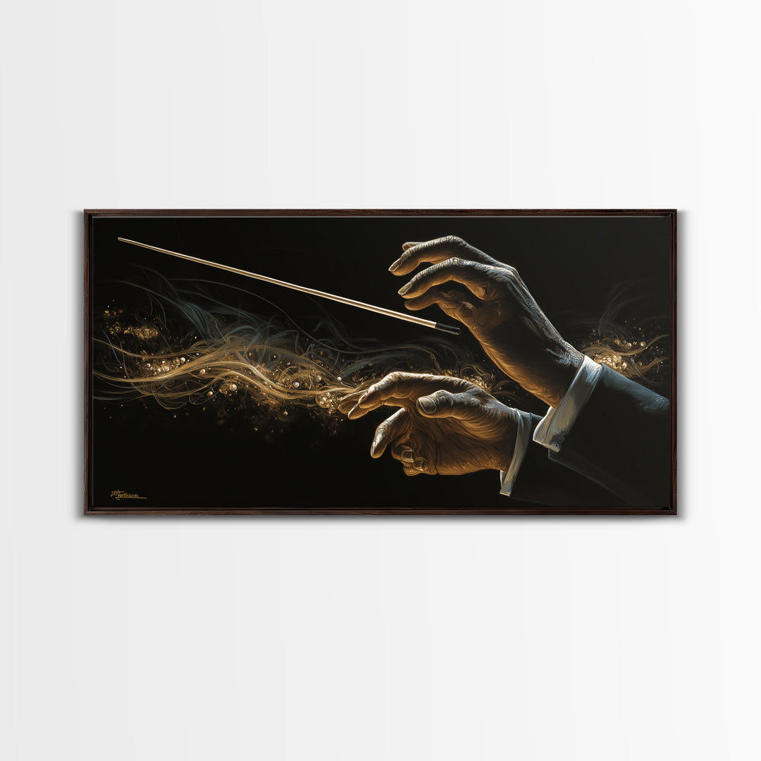Orchestra Conductor Hands Canvas Print, Music Studio Art, Digital Wall Art, Studio Decor, Fine Art, Rhythm, Commission Painting, MSA-2x1-64