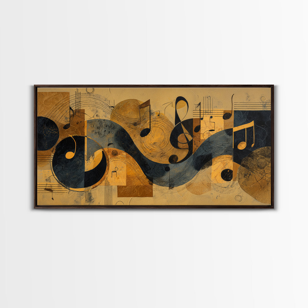 Musical Notes as Abstract Floating Shapes Without Canvas Print, Music Studio Art, Luxury Decor, Studio Decor, Rhythm, MSA-2x1-8