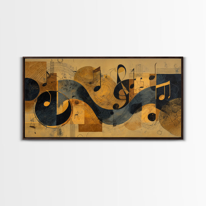 Musical Notes as Abstract Floating Shapes Without Canvas Print, Music Studio Art, Luxury Decor, Studio Decor, Rhythm, MSA-2x1-8