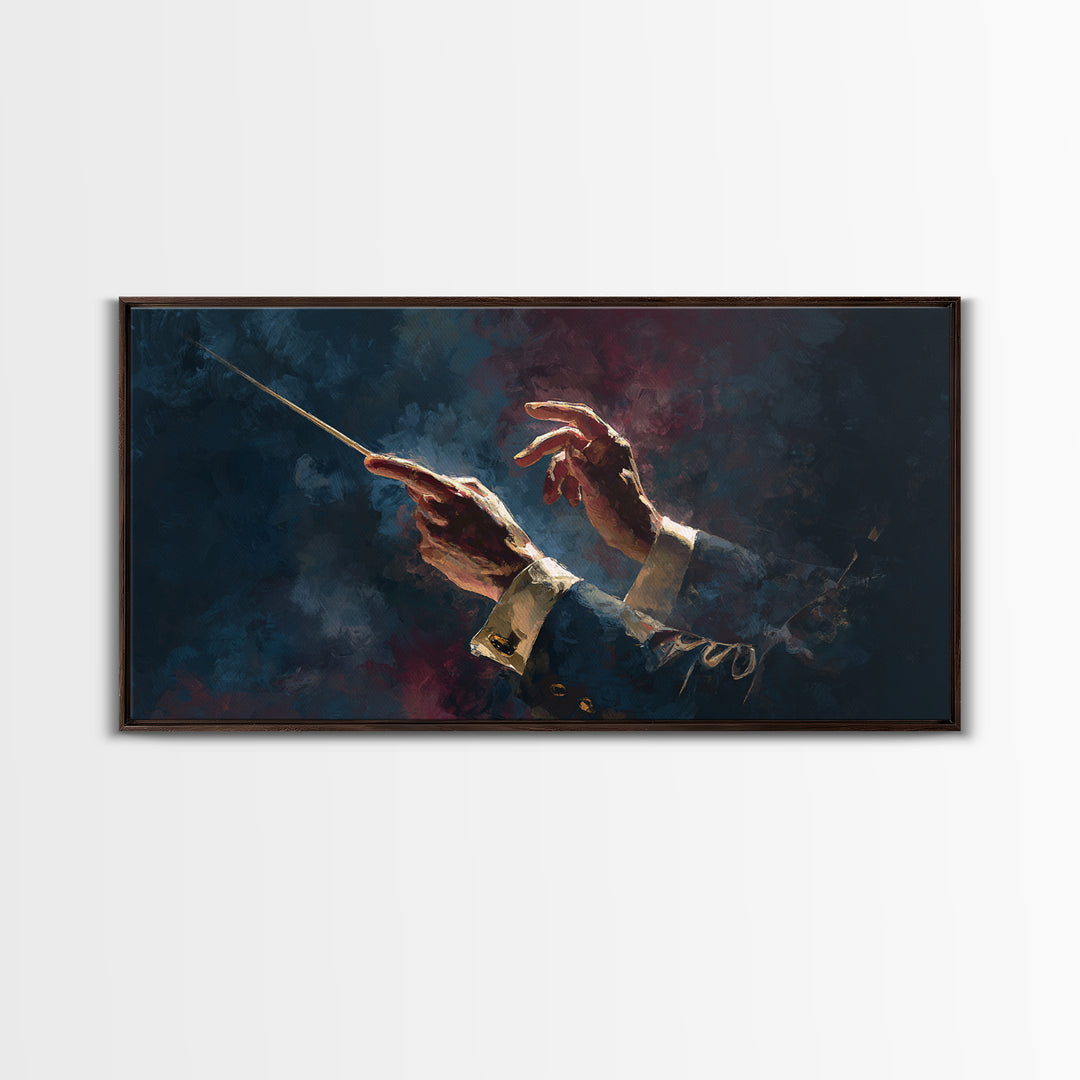 Orchestra Conductor Hands Framed Canvas Print, Music Studio Art, Trendy Wall Art, Studio Decor, Rhythm, Paul Mccartney, MSA-2x1-88