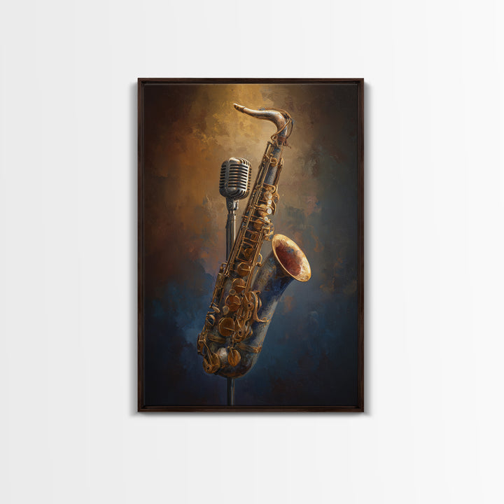 Microphone Portrait with Golden Spotlight Canvas Print, Music Studio Art, Gallery Decor, Studio Decor, Fine Art, Rhythm, MSA-2x3-15