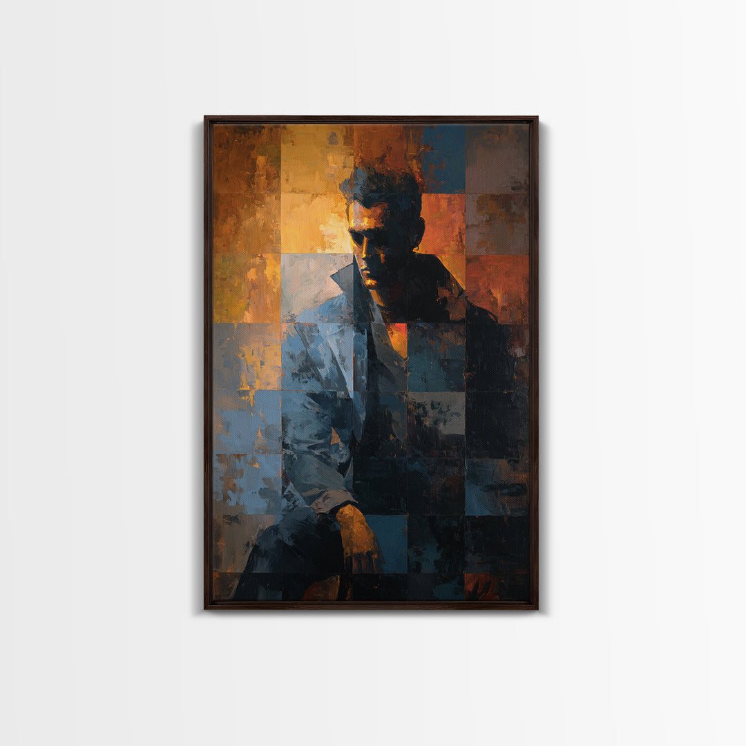 Album Cover Abstract Grid Framed Canvas Print, Music Studio Art, Boho Decor, Studio Decor, Fine Art, Rhythm, Printable Wall Art, MSA-2x3-2