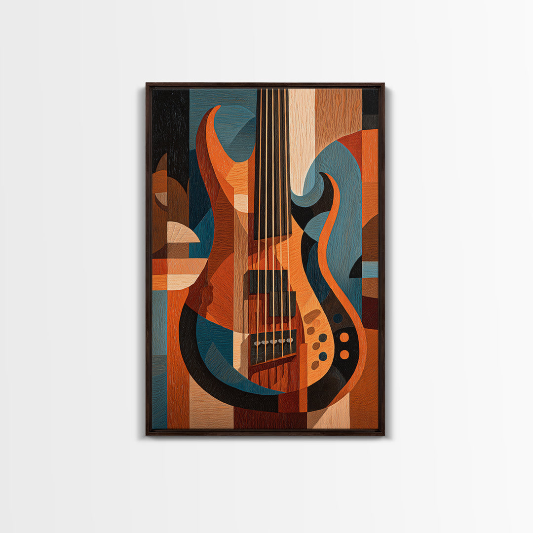 Bass Guitar Closeup Framed Canvas Print, Music Studio Art, Contemporary Art, Studio Decor, Oil Painting, Rhythm, Music Poster, MSA-2x3-21